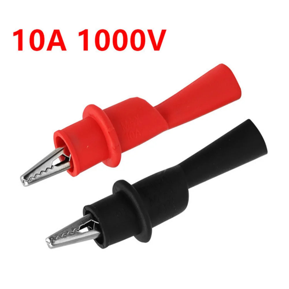 Multimeter Tester Accessories 2pcs Red and Black Wire Tip Clamps Rated AC/DC 10A 1000V for MultiMeter Tool