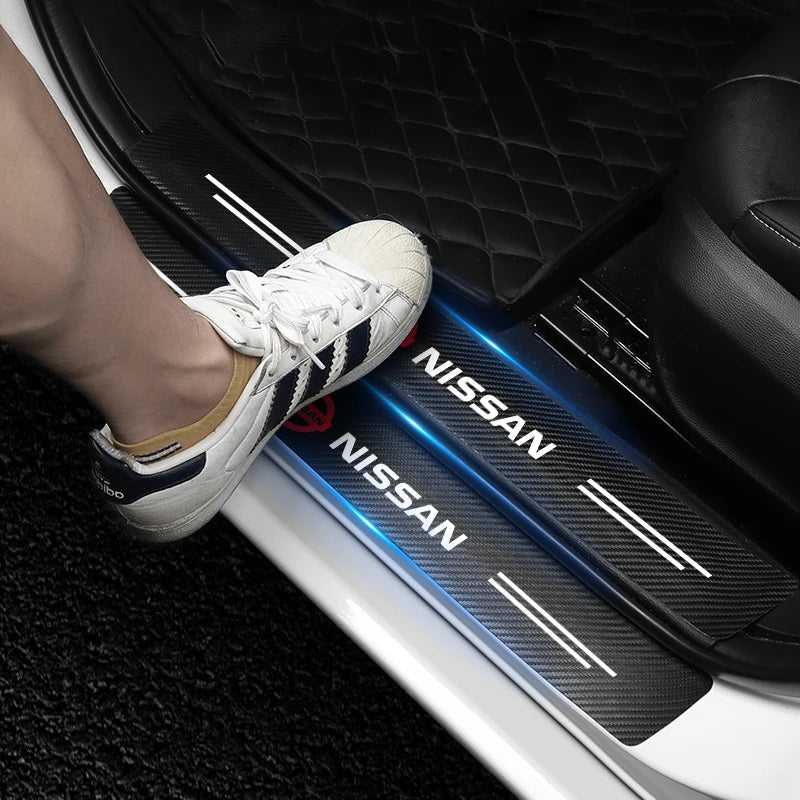 Carbon Fiber Texture Door Sill Sticker Set for Nissan Qashqai and X-Trail