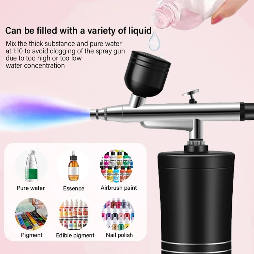 HOMEFISH Airbrush Painting Mini Spray Gun for Painting Wireless Electric Paint Gun Airbrush Kit with Compressor