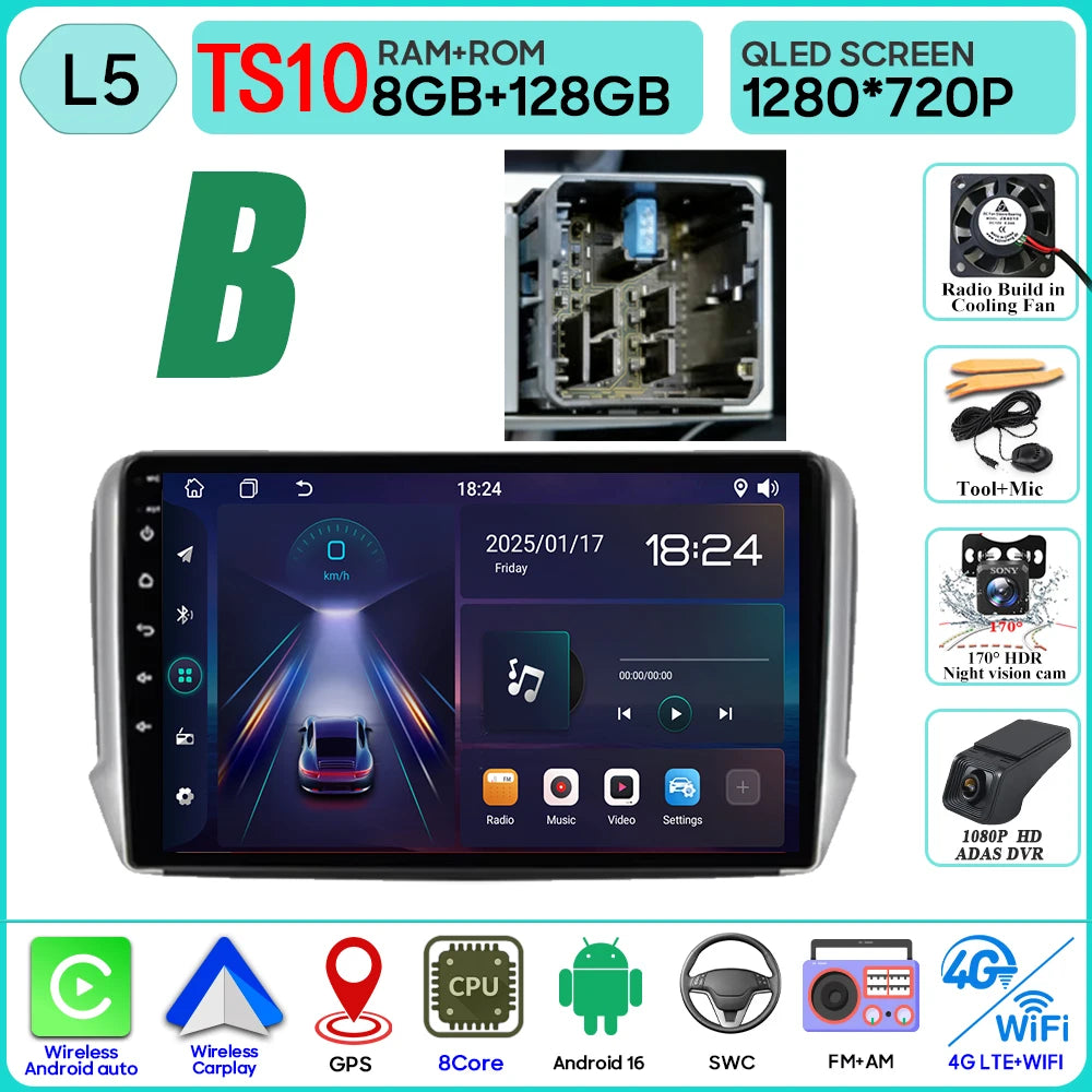 Peugeot 2008/208 10" Android 16 GPS Navigation Stereo (2012-2018) - image 9