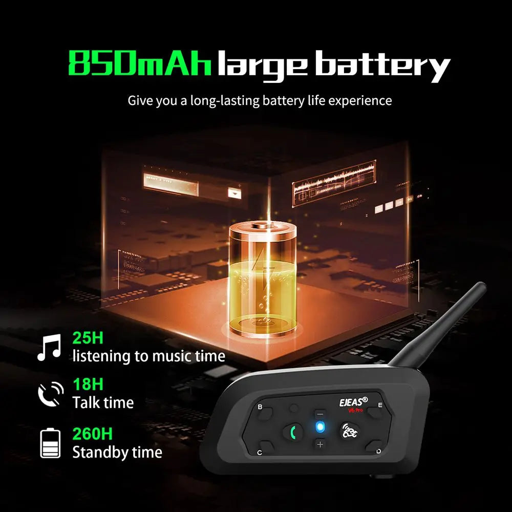 EJEAS V6 Pro+ Motorcycle Bluetooth Intercom Headset, 800m IP67 - image 14