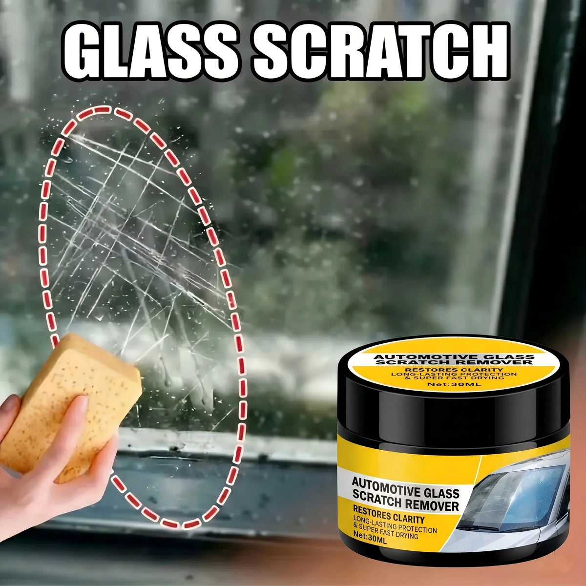 Car Glass Polish & Scratch Remover - Restores Clarity (30g) - image 3