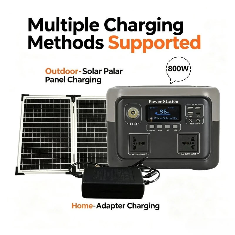 New 800W 600W Portable Power Station 220V 716.8WH Solar Generator Backup Power Bank for Outdoor Camping Home Emergency RV Travel
