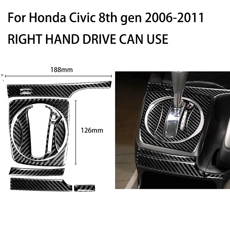 Carbon Fibre Gear Shift Panel Trim for Honda Civic 2006-2011 - view 17