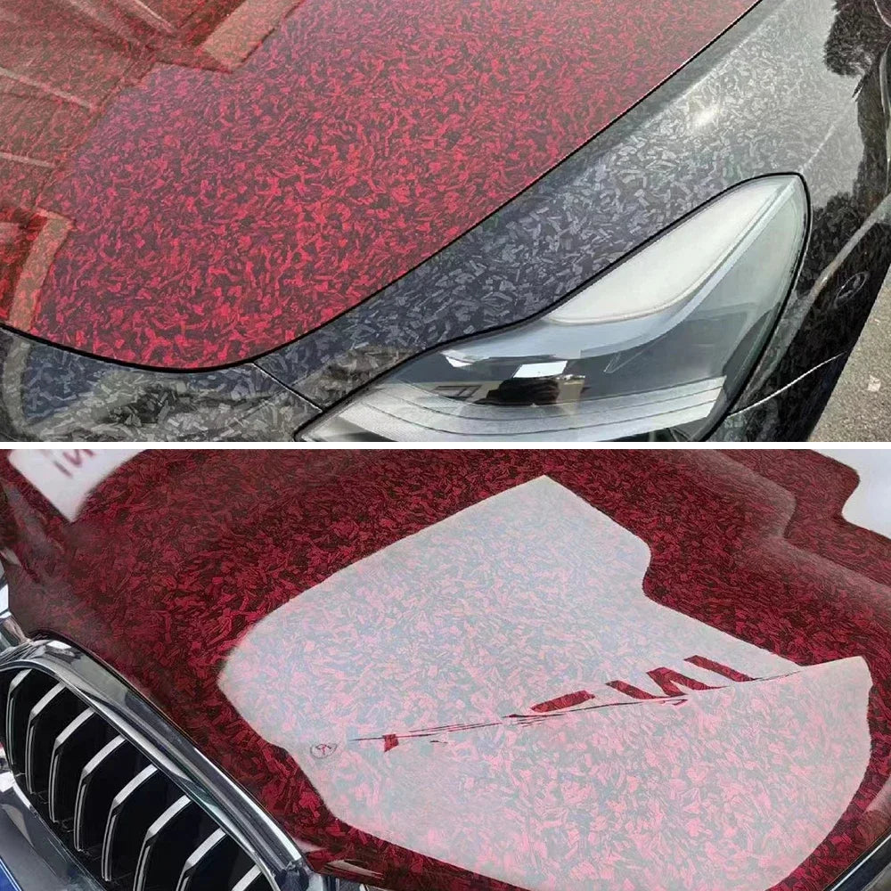Red Forged Carbon Vinyl Wrap Film for Car, Motorcycle and Bicycle - view 4