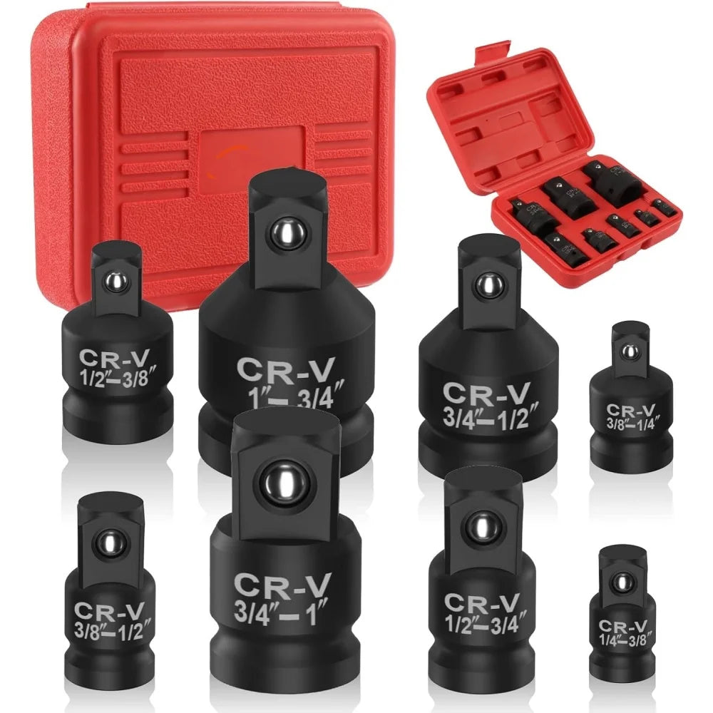 4-8PCS Impact Socket Adapter and Reducer Set, 1/4' 3/8' 1/2' Impact Adapter Set Breaker Bar Wrench Conversion Kit Mechanic Tools
