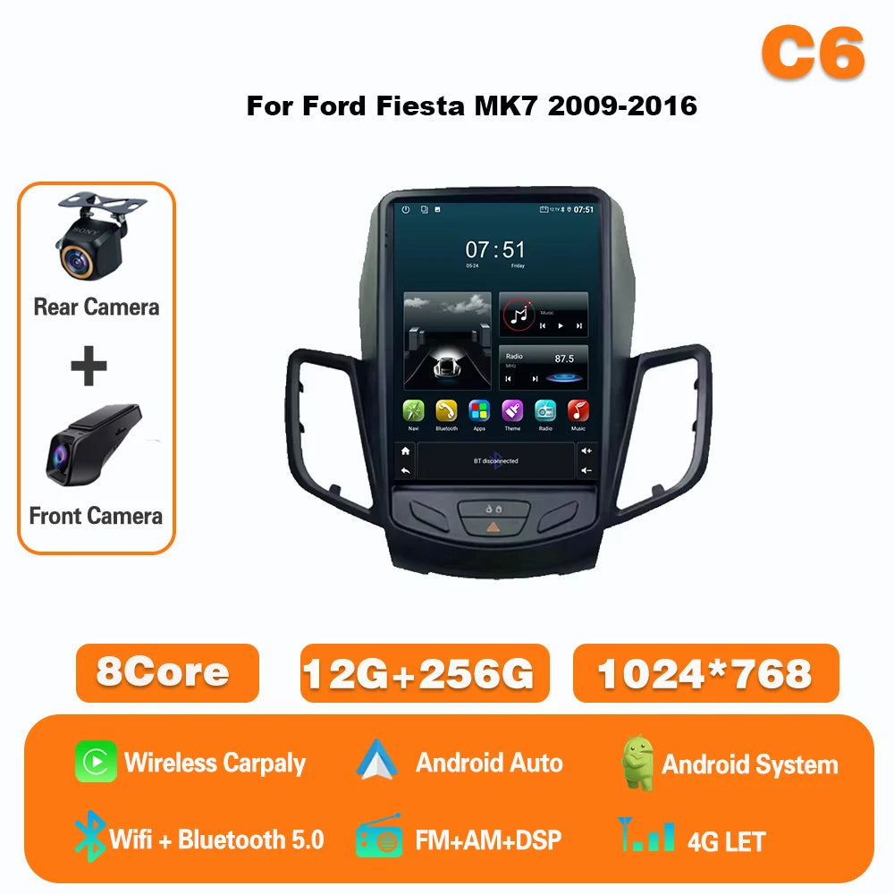 9.7" Android Car Radio for Ford Fiesta MK7 (2009-2017) GPS CarPlay - image 12