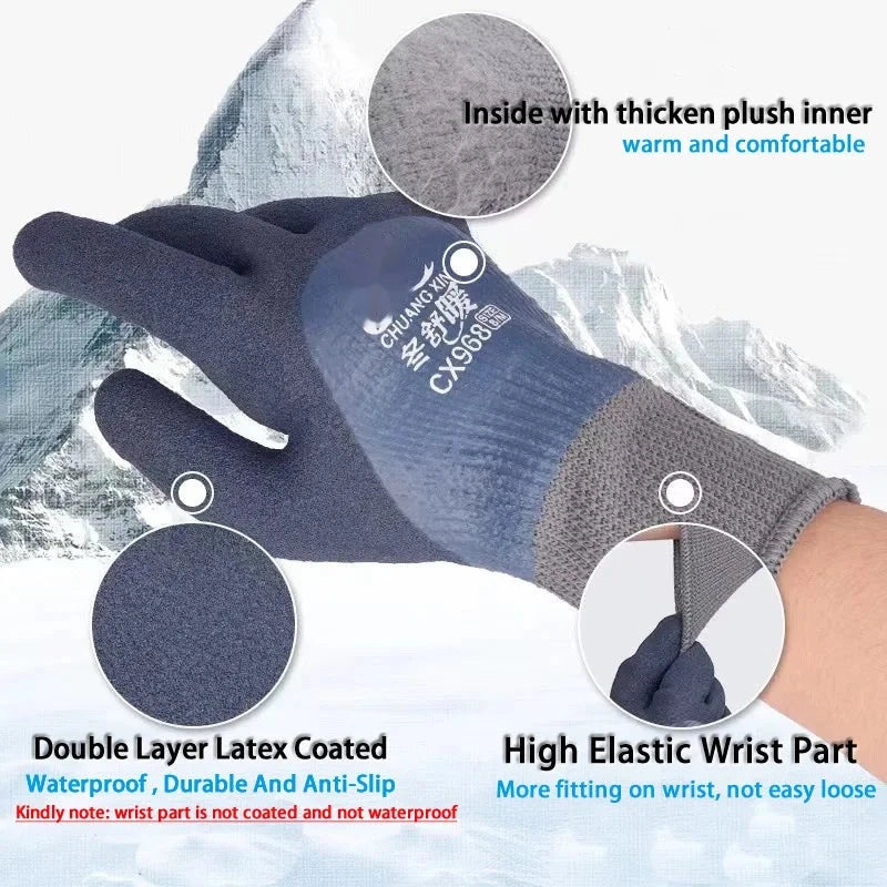 Winter Thermal Work Gloves – Waterproof Double Latex Coated