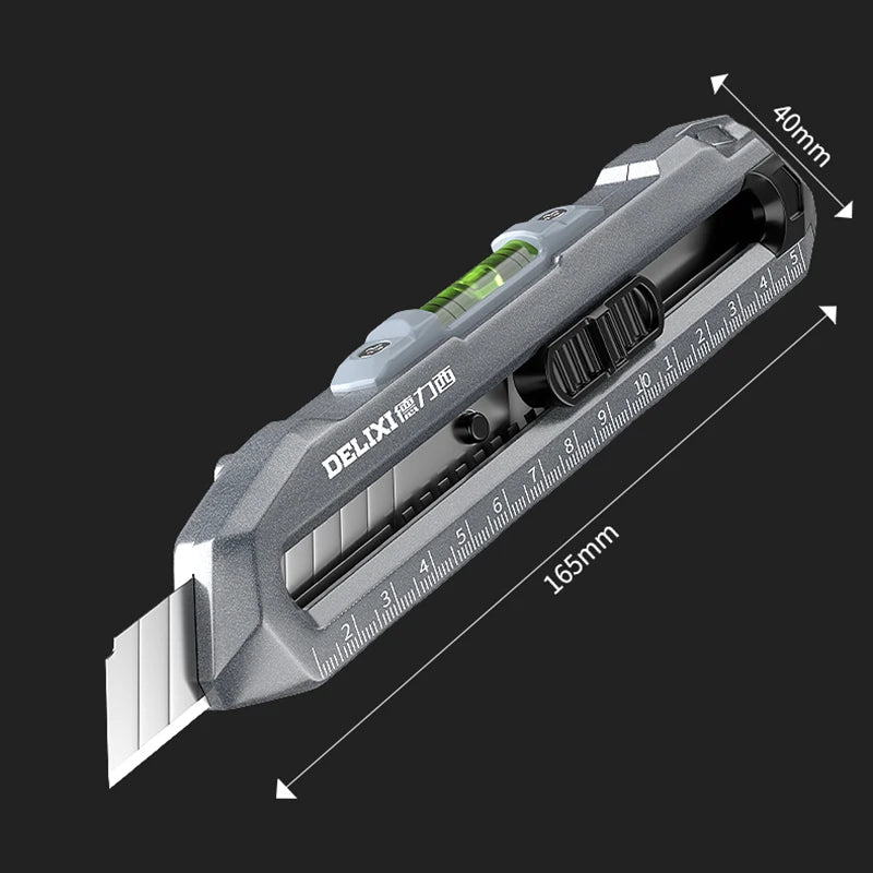 Multifunctional Utility Knife Heavy-duty Metal Box Cutter нож Estilete with 15CM Ruler Accurate Horizontal Bubble Cutting Tool