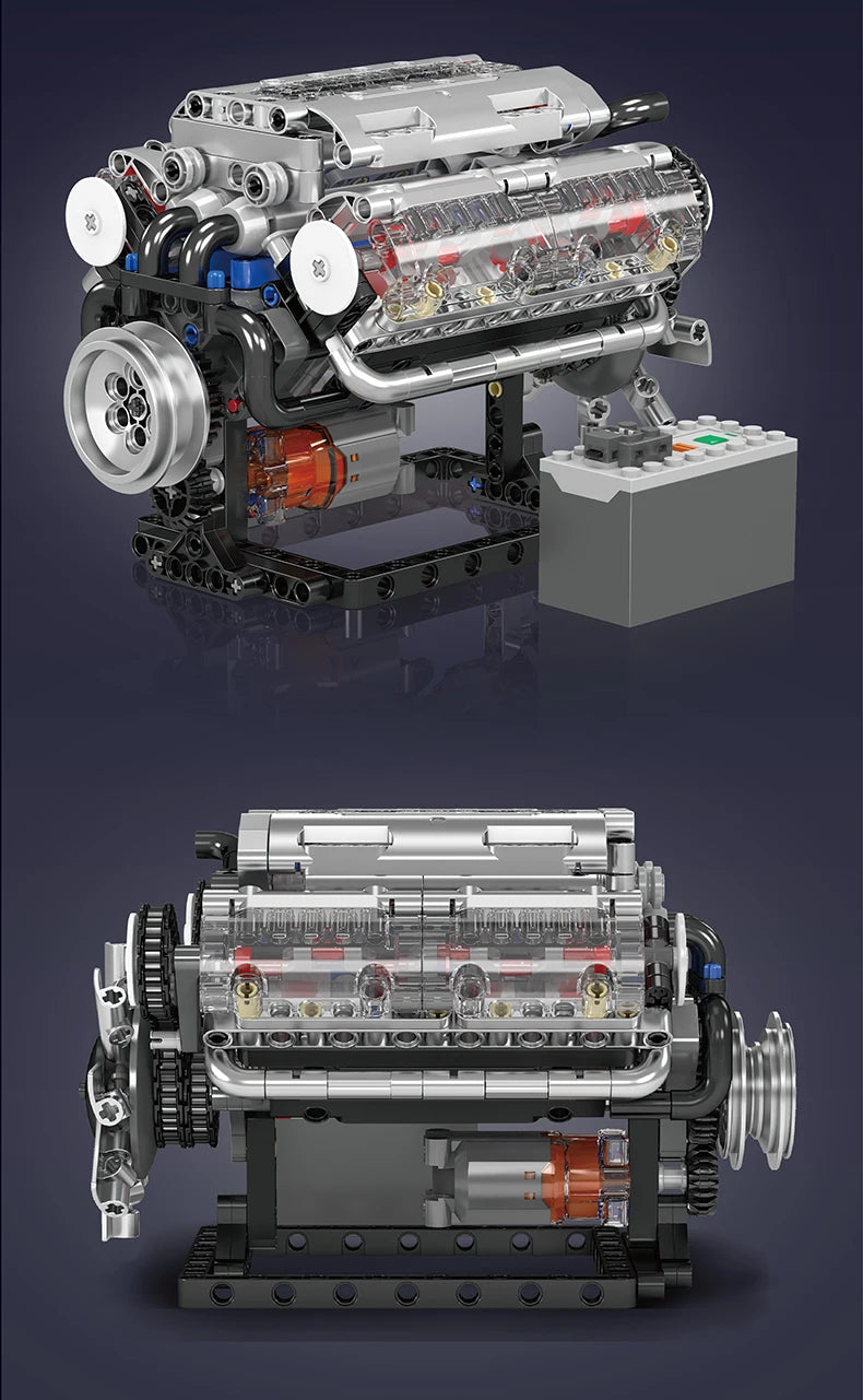 V8 Engine Building Block Model Kit, 500+ Pieces for Ages 8 and Up