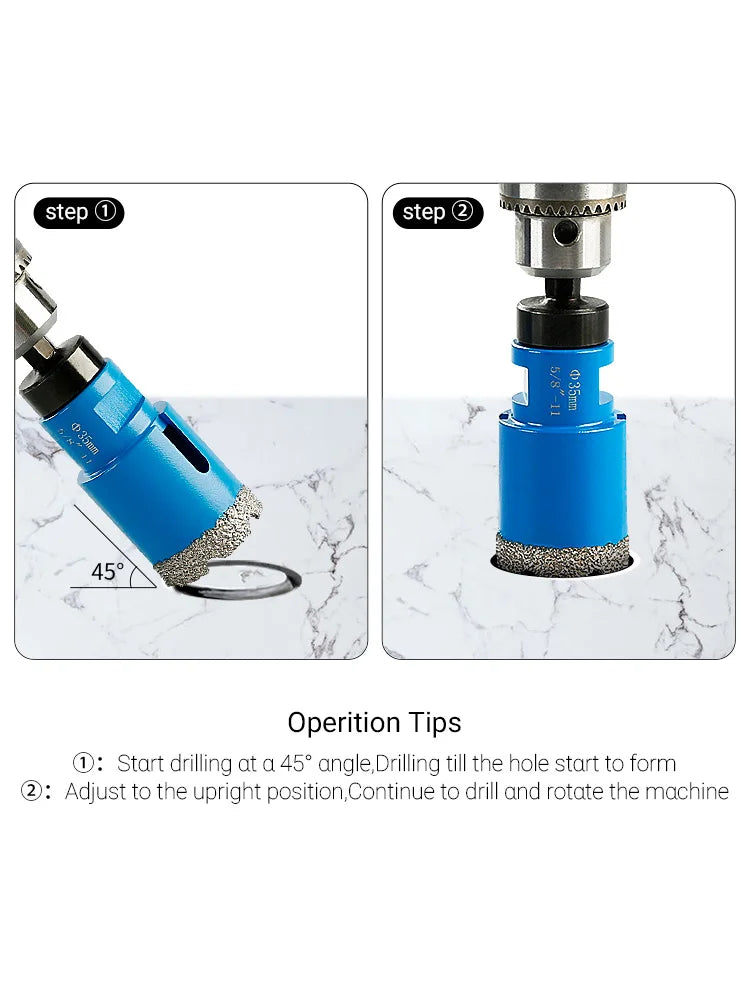LOZLIN 10Pcs Brazed Diamond Dry Drill Bits Hole Saw Set 5/8-11 Thread Diamond Hole Opener Tools Dry Cutting Core Drill Bit Kit for Ceramic Tile Granite Marble Quartz Stone Glass Porcelain Home Renovation Masonry Construction