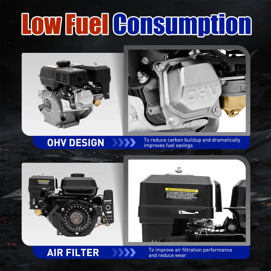 7.5HP 210cc 4-Stroke Gas Engine with Electric Start