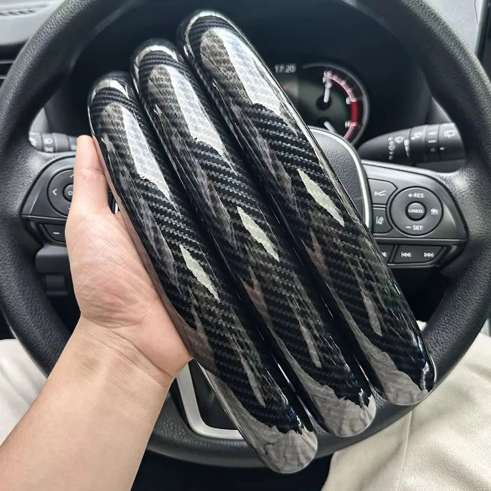 3-Piece Silicone Steering Wheel Cover, Carbon Fiber Look
