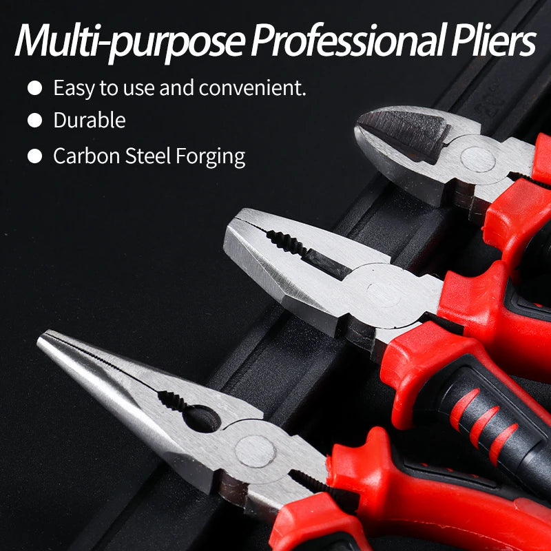 Heavy-Duty 3-Piece Pliers Set: Diagonal, Needle-Nose & Wire Cutters - image 2