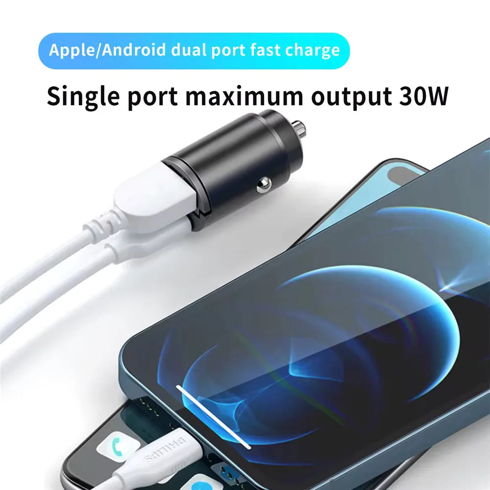 Dual USB Car Charger 30W Type-C & USB Fast Charging Adapter - image 3