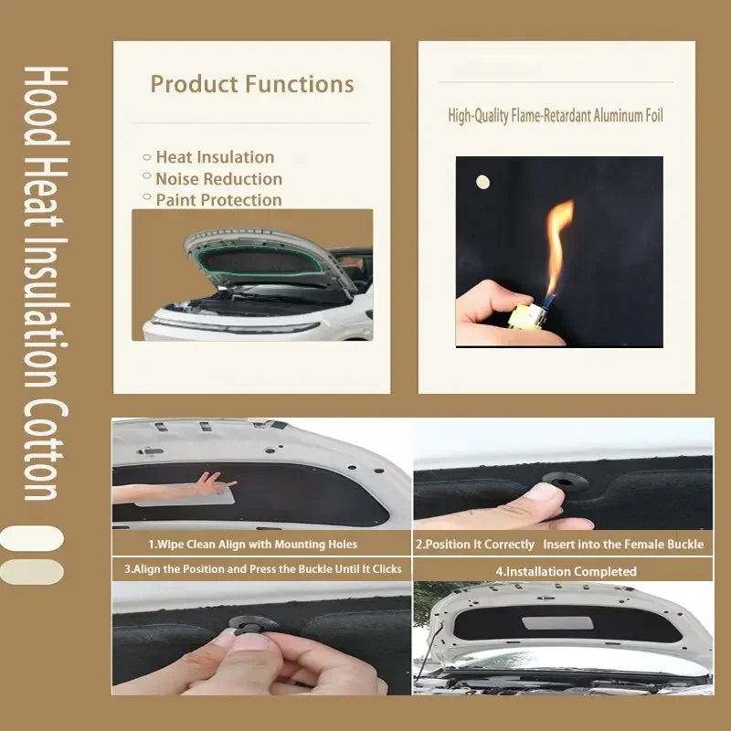 Engine hood insulation pad for VW Golf Mk5 and Jetta 2006 to 2011, sound and heat shield