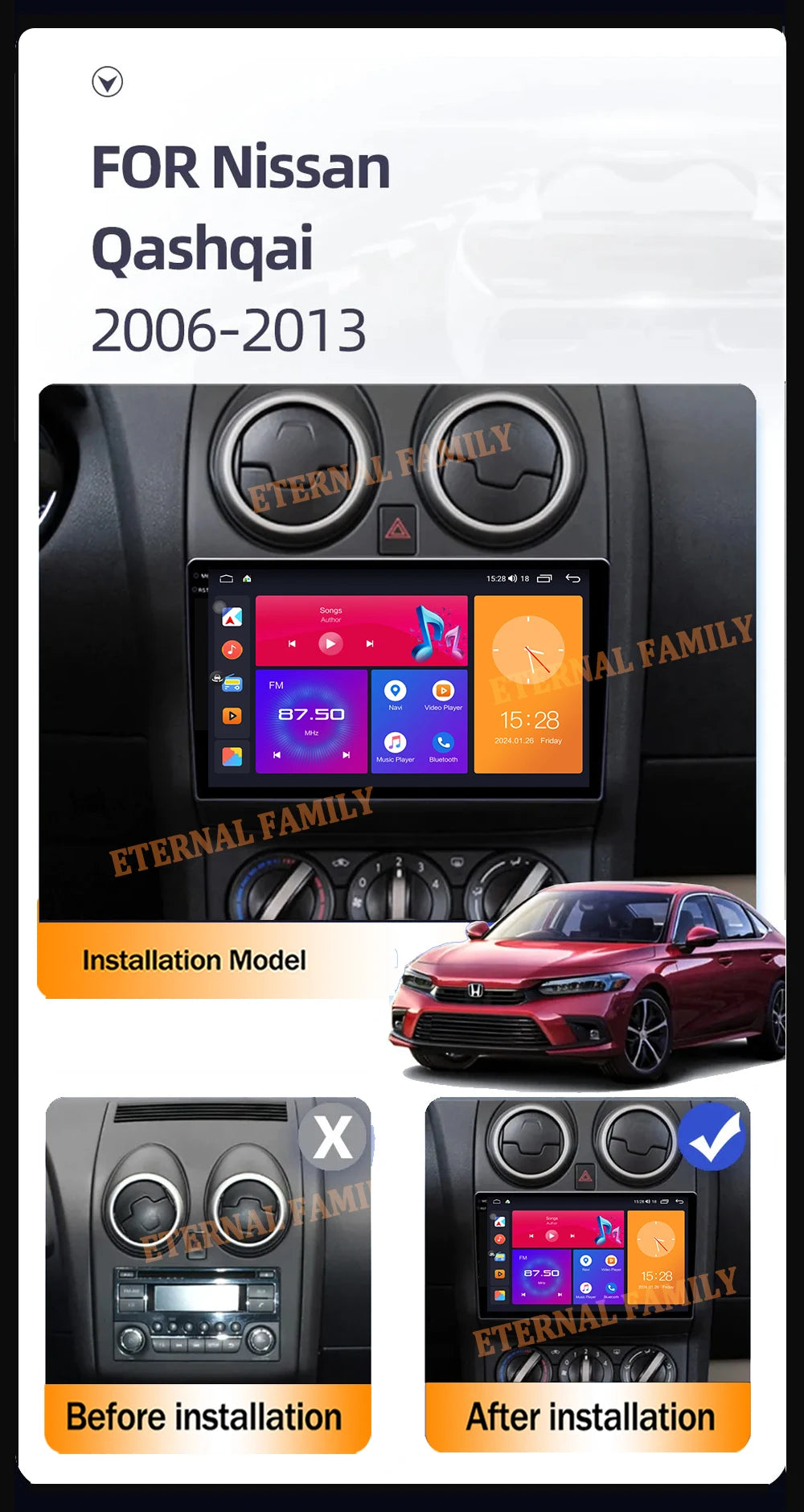 9" Wireless CarPlay Android Auto Stereo for Nissan Qashqai J10 - image 2