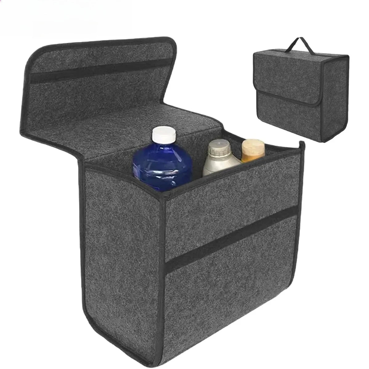 Foldable Felt Car Trunk Storage Box, Dark Gray