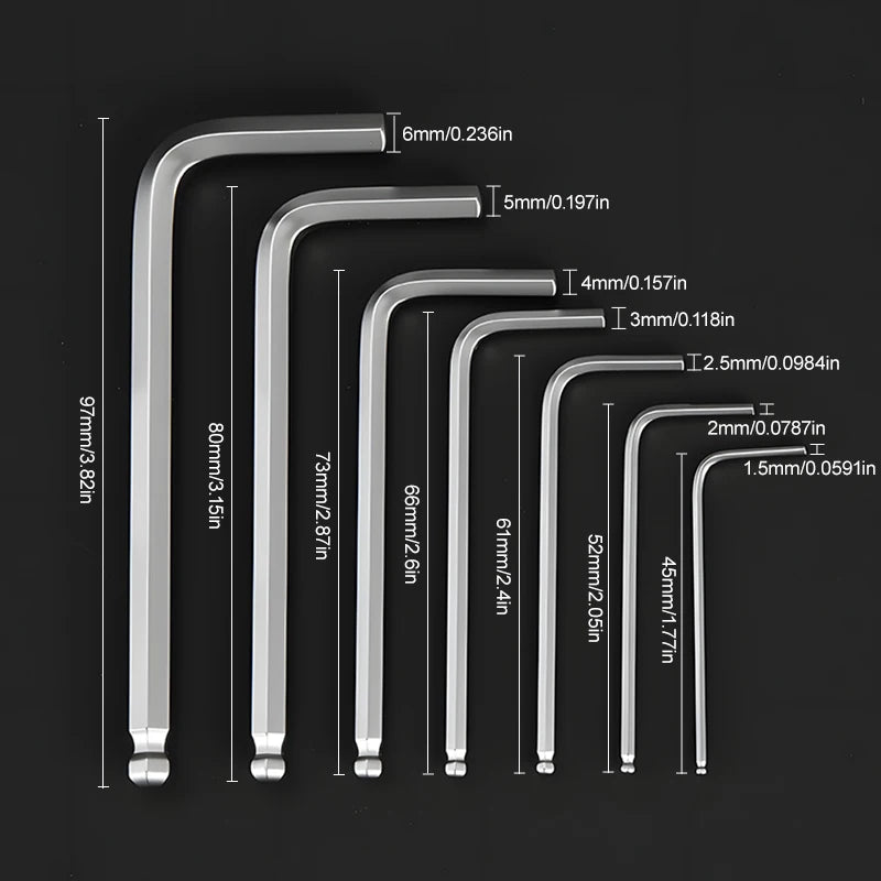 7 PCS Allen Key Set Hexagon Spanner Universal Hex Wrench Six-Lens Ball Keys