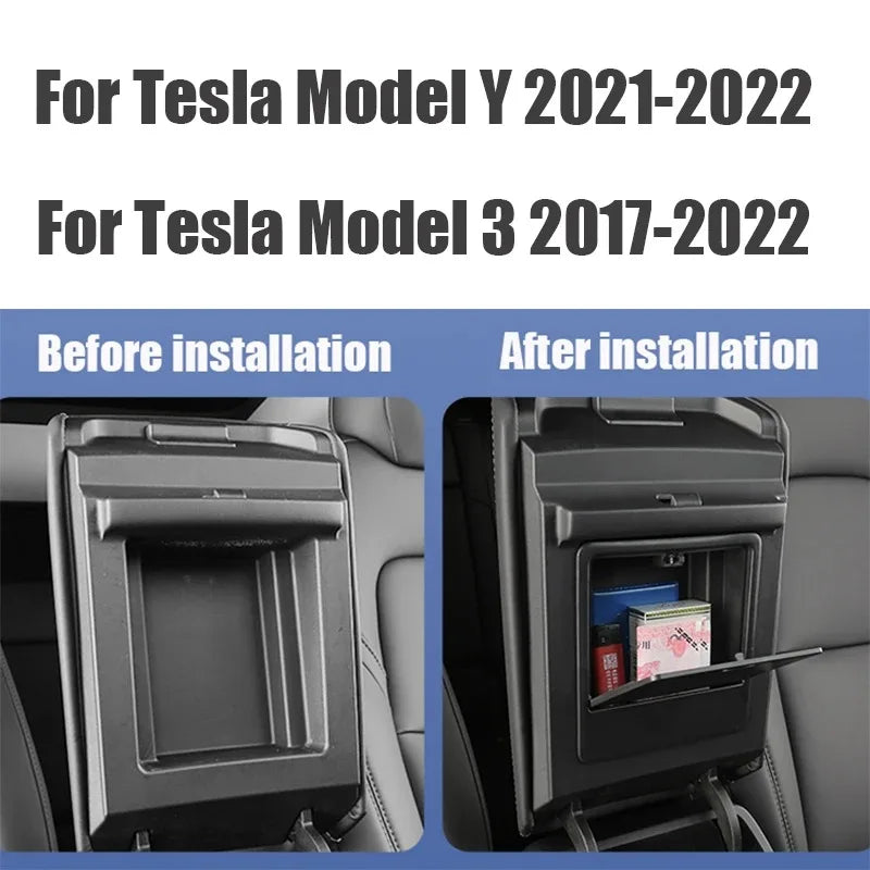 Hidden Key and Card Box for Tesla Model 3 and Model Y Armrest (2019-2023)