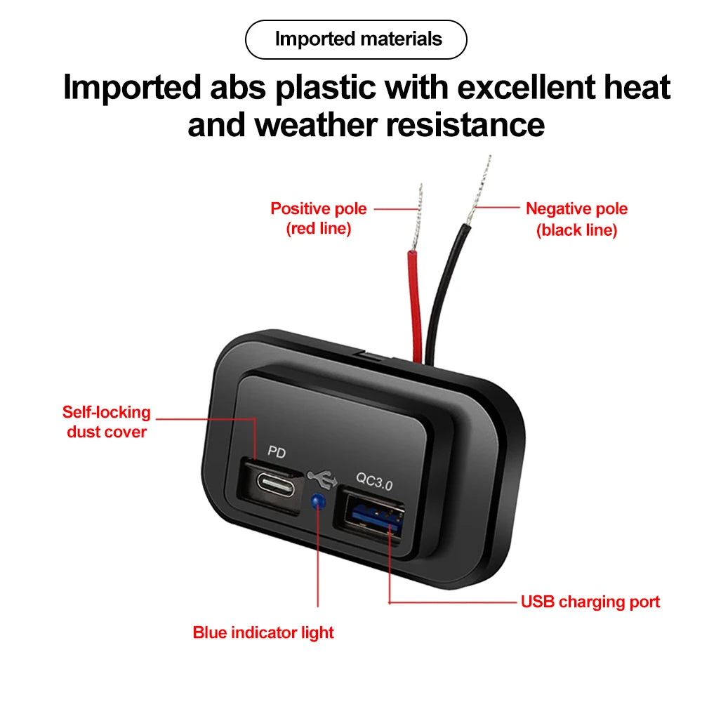 Dual USB Car Charger Socket 12V/24V Fast Charging with LED - image 5