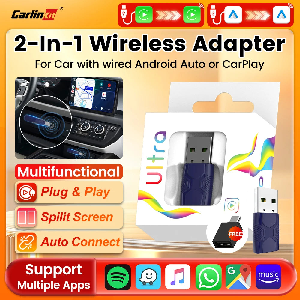 CarlinKit 5.0 Mini Ultra Wireless Adapter for Android Auto & CarPlay
