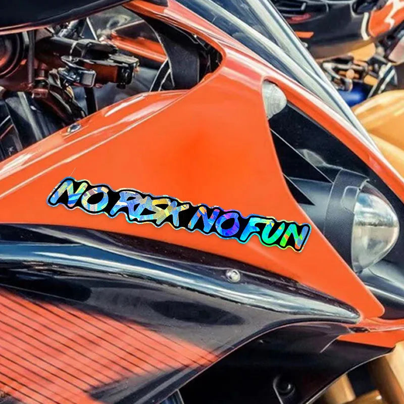 No Risk No Fun Holographic Carbon Motorcycle Decals, Waterproof - view 4