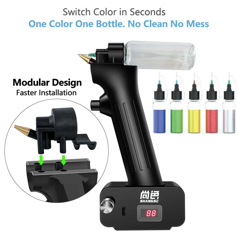 SHANGSE No-Clean Airbrush Kit-30PSI  Rechargeable Cordless Quick Spray Portable Tools for Model Painting Furniture Restoration