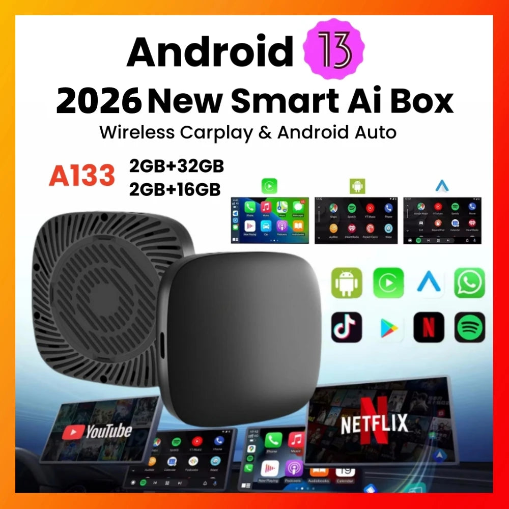 Wireless Android 13 CarPlay AI Box - Smart Car Streaming Device