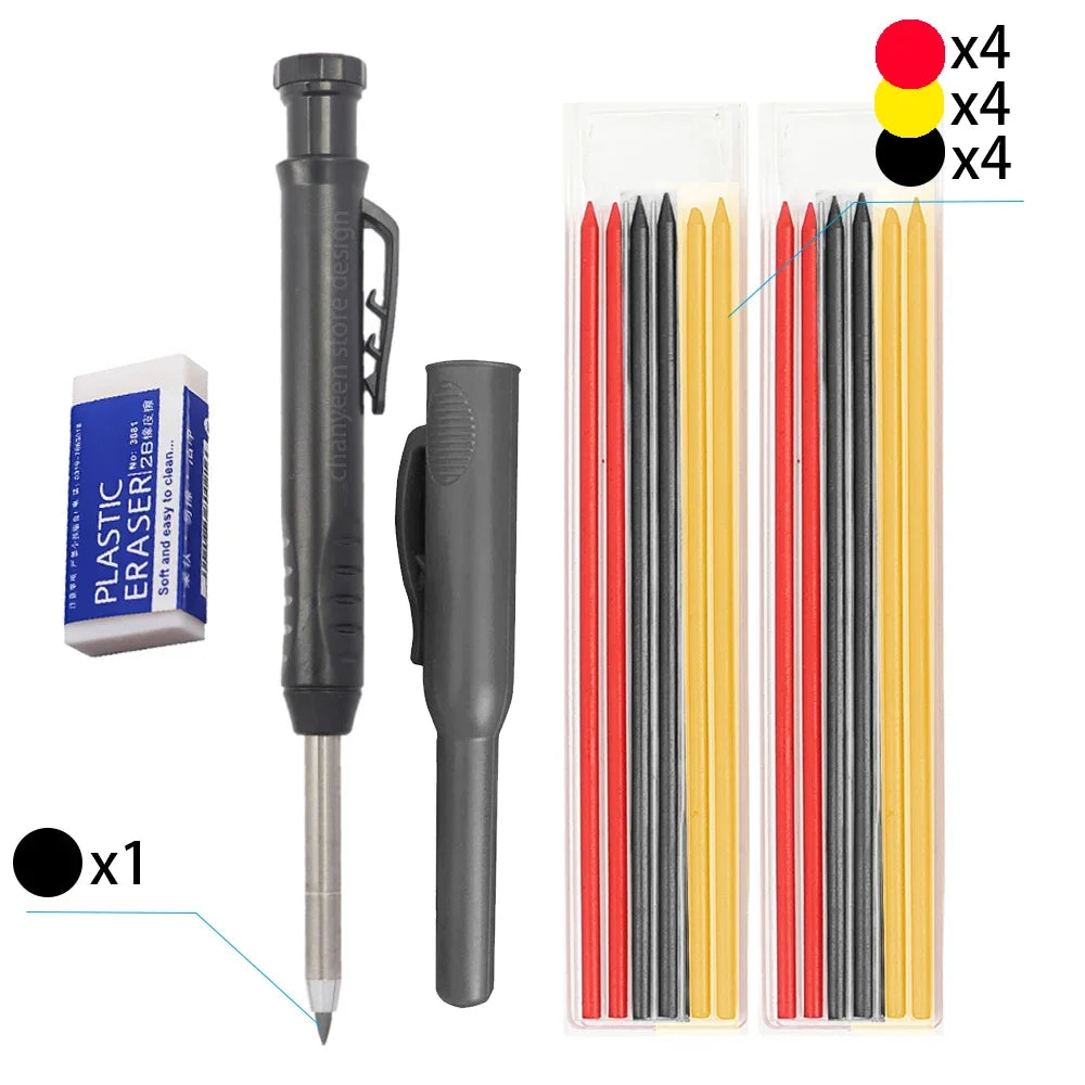 3-Color Carpenter Pencil Set with Sharpener & Refills - image 18