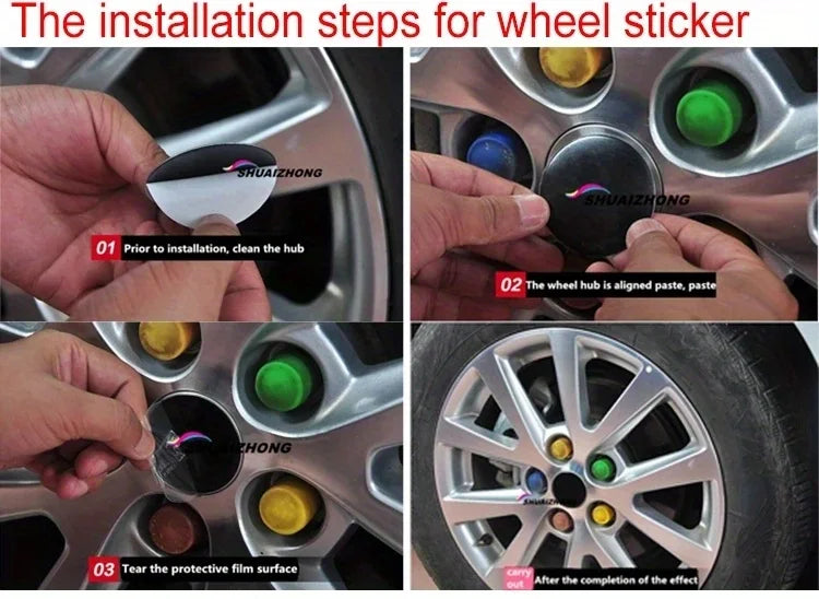 Solid Color Wheel Center Hub Caps, 4-Piece Set