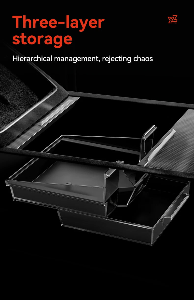 Double-Layer Armrest Storage Box for Tesla Model Y and Model 3