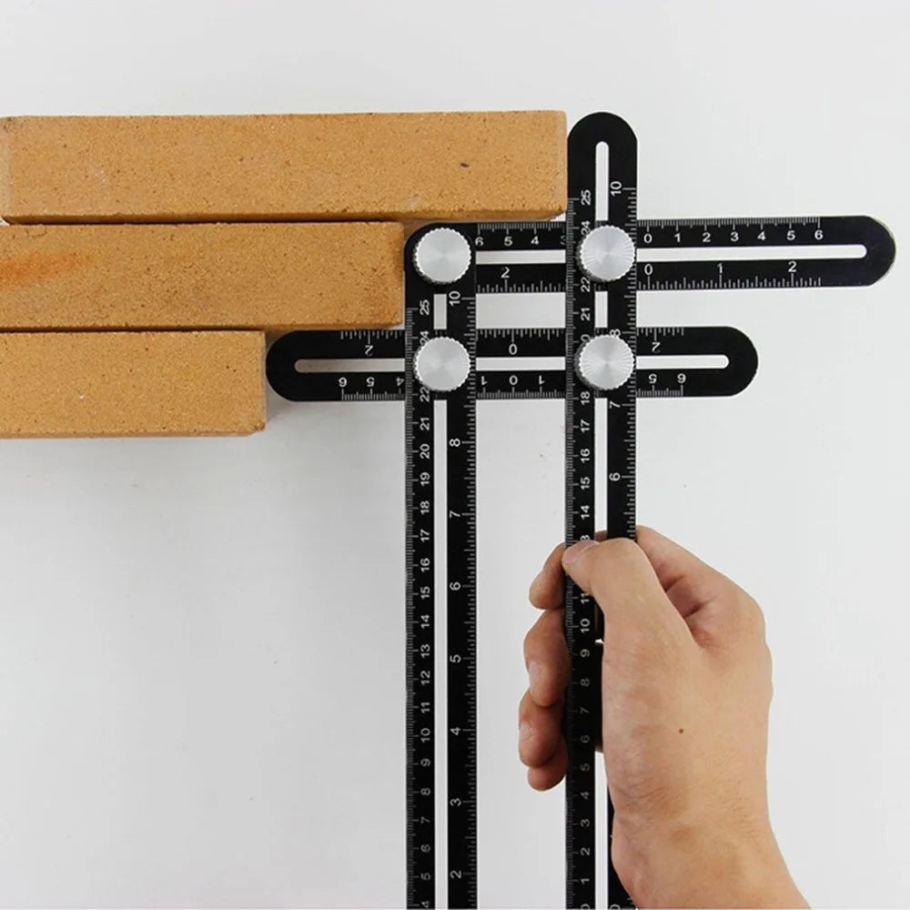 6 Fold Angle Measuring Ruler Aluminum Alloy Perforated Template Construction Tool for Tile Hole Drilling Guide