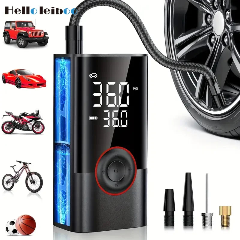 150PSI Portable Tire Inflator Air Pump for Car, Bike & Ball