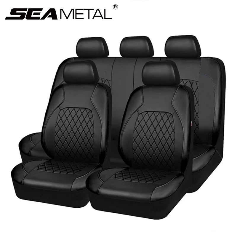 Universal Car Seat Cover Set PU Leather Full Surrounded Anti-Scratch for Sedan SUV