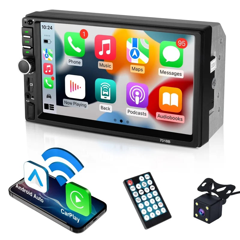 7-Inch Wireless CarPlay and Android Auto Car Stereo with Backup Camera Input