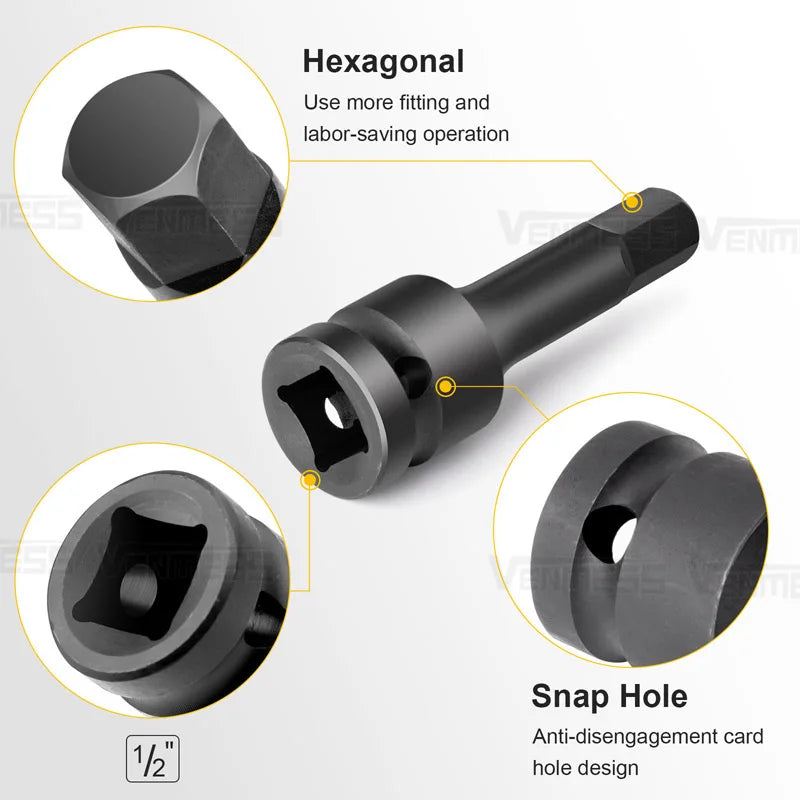 1/2" Drive Master Impact Hex Bit Set, Hex Driver,1/2" Drive Allen Bit Socket Set,Standard Metric Sizes,Cr-Mo Steel,Impact Grade