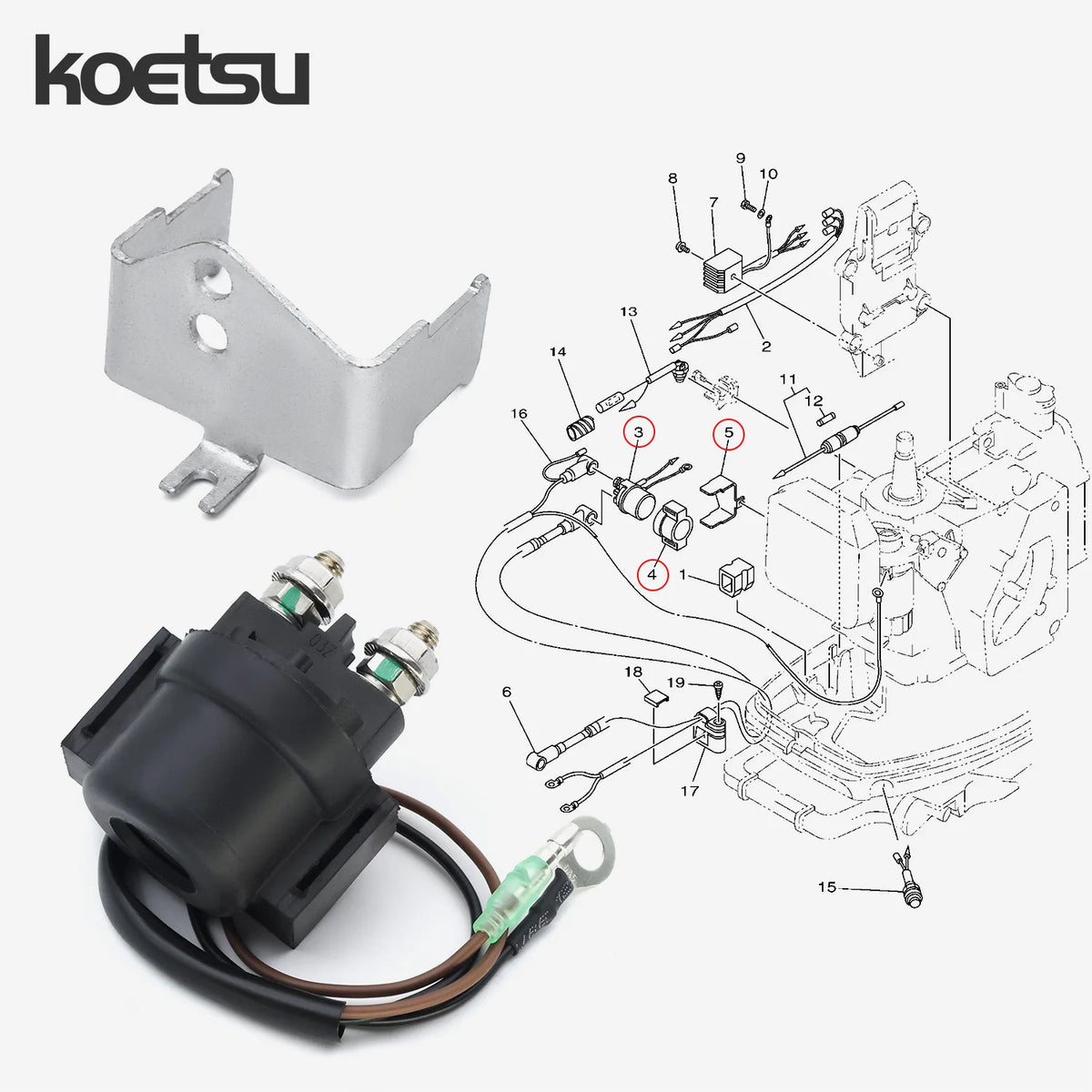 Starter Relay Assembly for Outboard Boat Engines, 2 and 4 Stroke - view 2