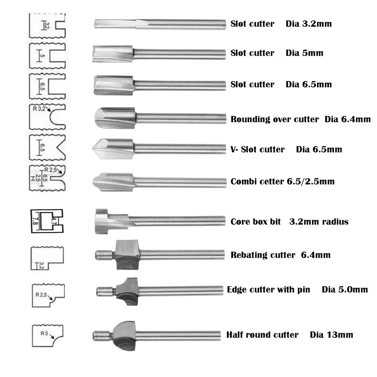 HSS Router Bit Milling Cutter for Rotary Tools