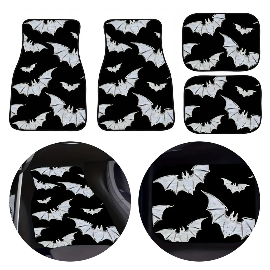 4PCS Bat Car Floor Mats Set Waterproof Anti-Slip All Weather Protect for Vehicle Carpets Universal Fit