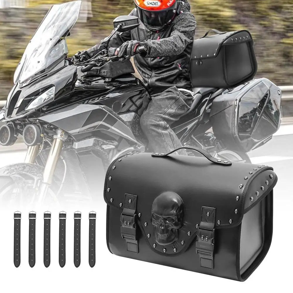 32L Studded PU Leather Motorcycle Tail Bag, Waterproof - image 9