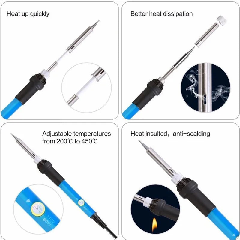 NEW Adjustable Temperature Electric Soldering Iron 110V/220V 60W Electric Soldering Iron Set Welding Solder Repair Tool