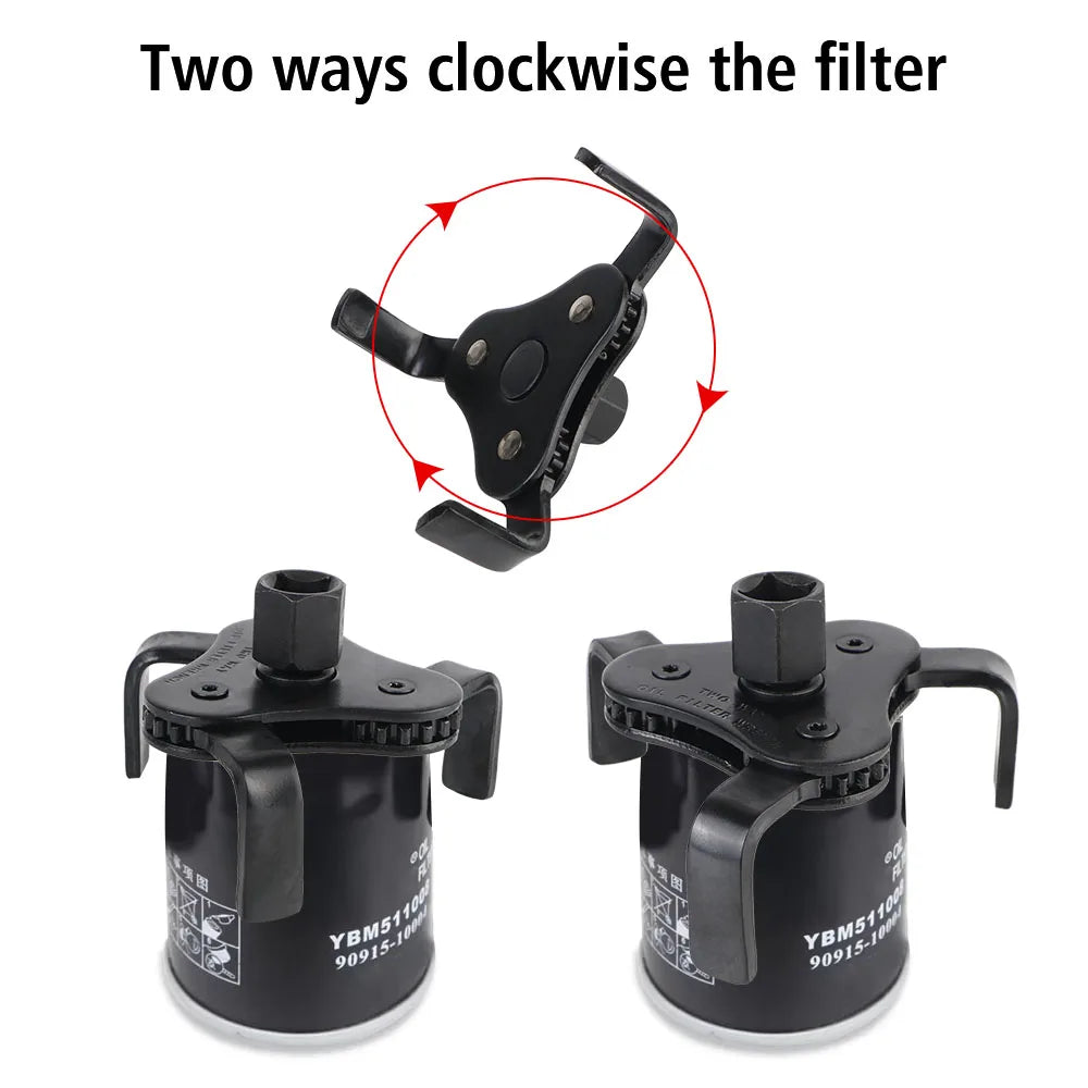 Oil Filter Wrench Tool Set With 3 Jaw Uninstall Removal Key From 2-1/2 Inch to 4.5 Inch Oil Filter Wrench