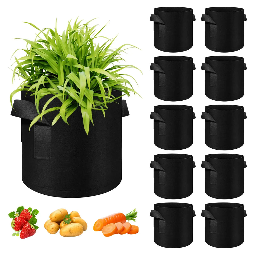 5-Pack Nonwoven Grow Bags with Reinforced Handles