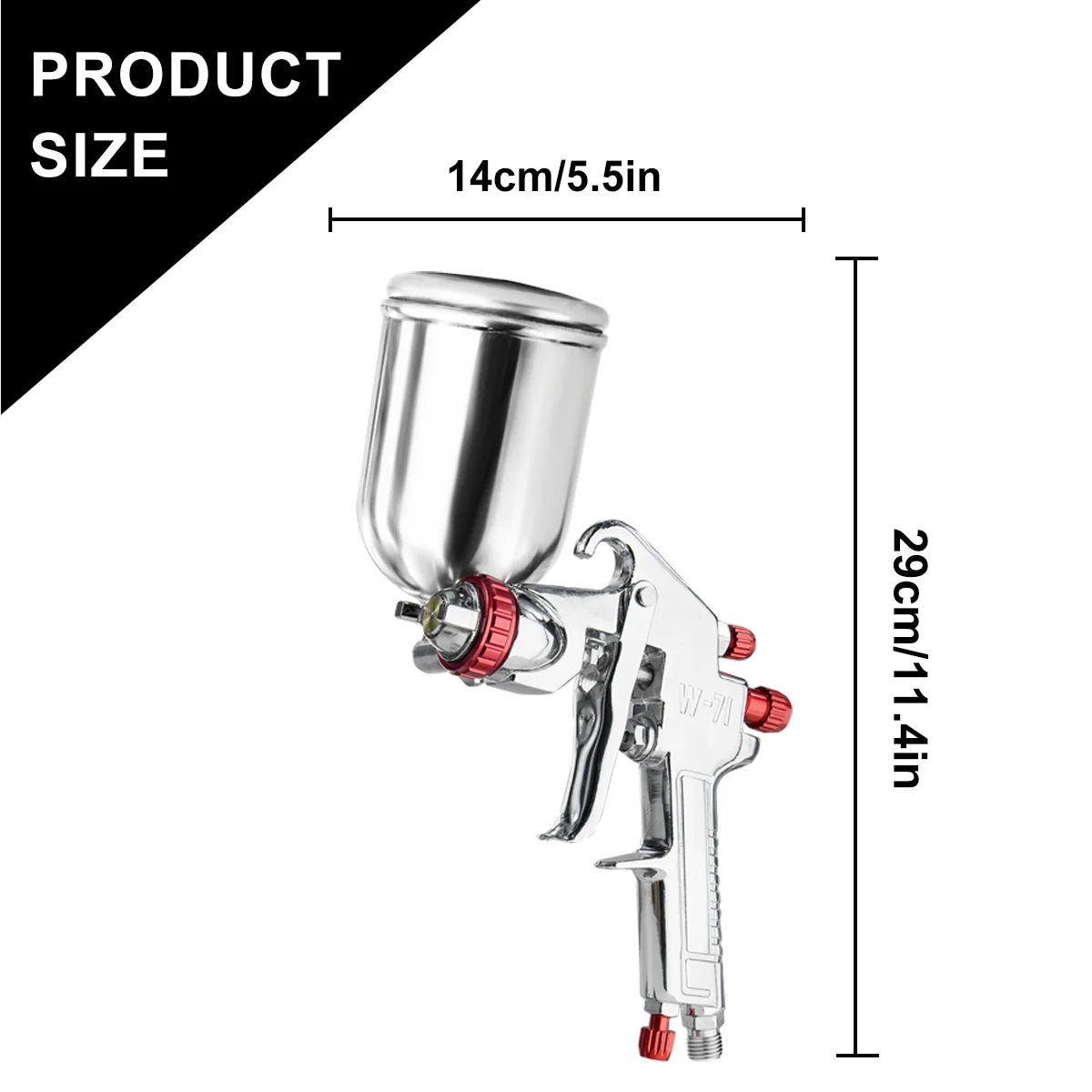 W-71 Pneumatic Paint Spray Gun 1.0/1.3/1.5/1.8mm, 400/600ml Paint Spray Gun Tool Paint Auto Aerograph Tool, Gravity/Siphon