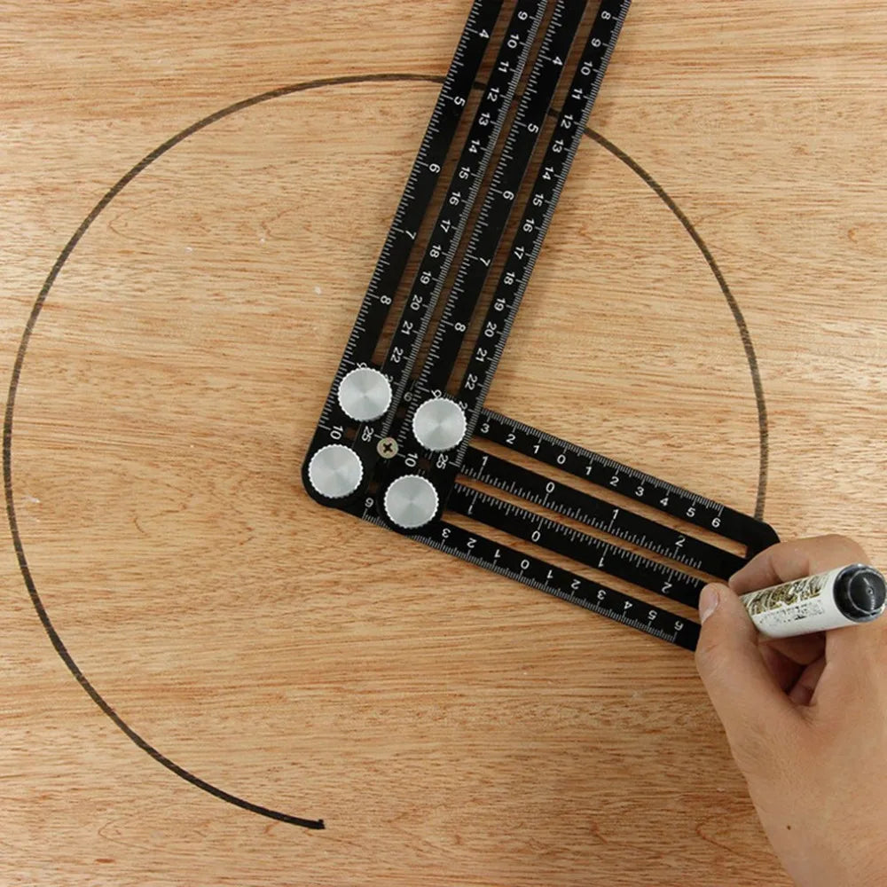 6 Fold Angle Measuring Ruler Aluminum Alloy Perforated Template Construction Tool for Tile Hole Drilling Guide