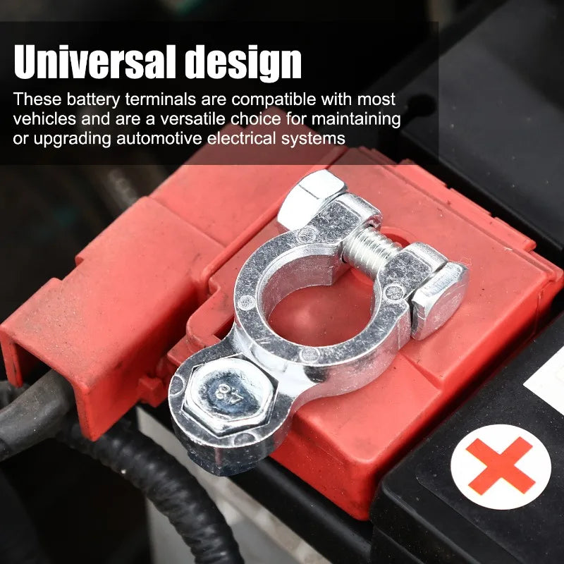 2pcs Battery Terminal Clamp Zinc Alloy Positive and Negative Pole Screw Connector