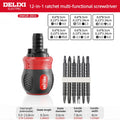 Screwdriver Set of 13 Pieces, Ratchet Set, Multi-functional Cross and Diagonal Use, Extendable, Mini , Household Manual Tool