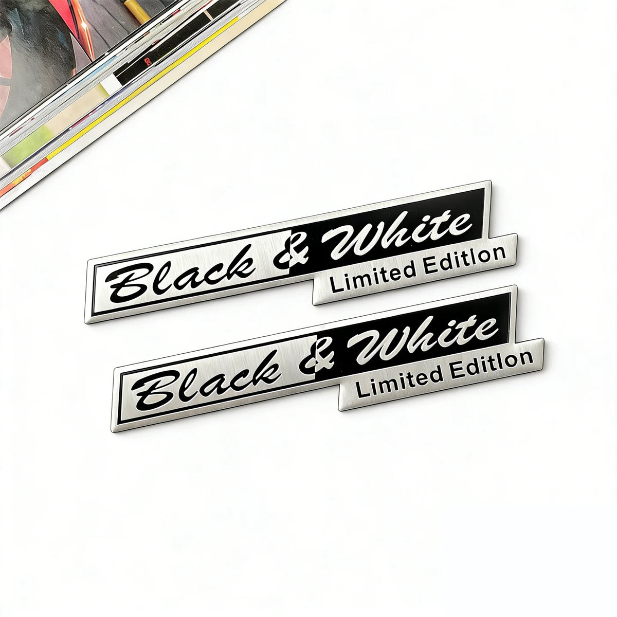 2 Pcs 3D Aluminum Car Emblem Stickers - Black & White Universal Decals - image 6
