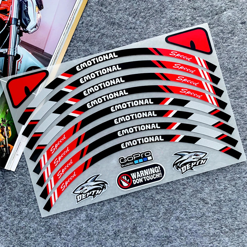 8pc Reflective Wheel Rim Tape Decals for 10in to 14in Wheels - view 8